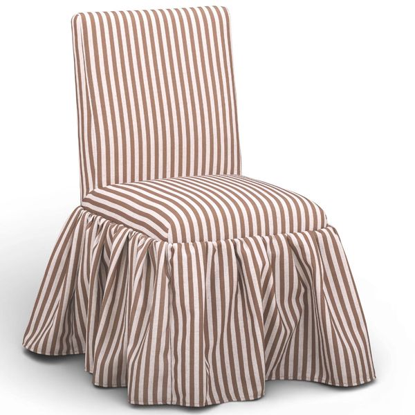 Striped Skirted Dining Krzeslo, Brown
