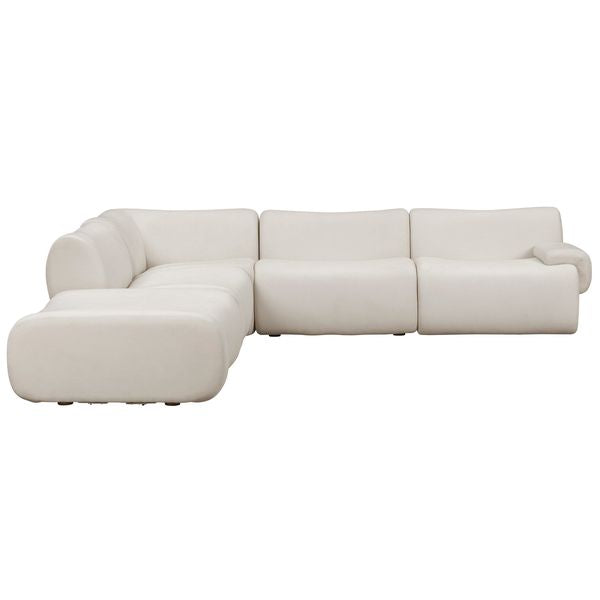 5 Piece Modular L-Sectional, Cream